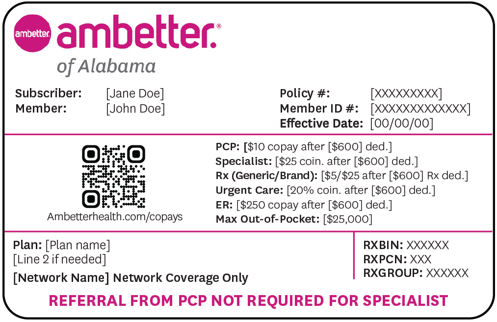 Ambetter of Alabama Member ID Card