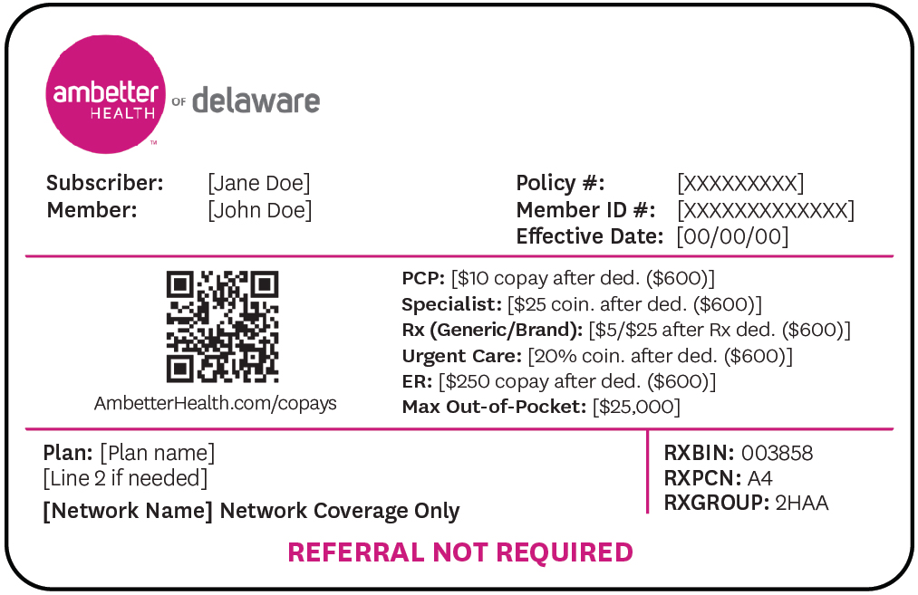 Ambetter Health of Delaware member card