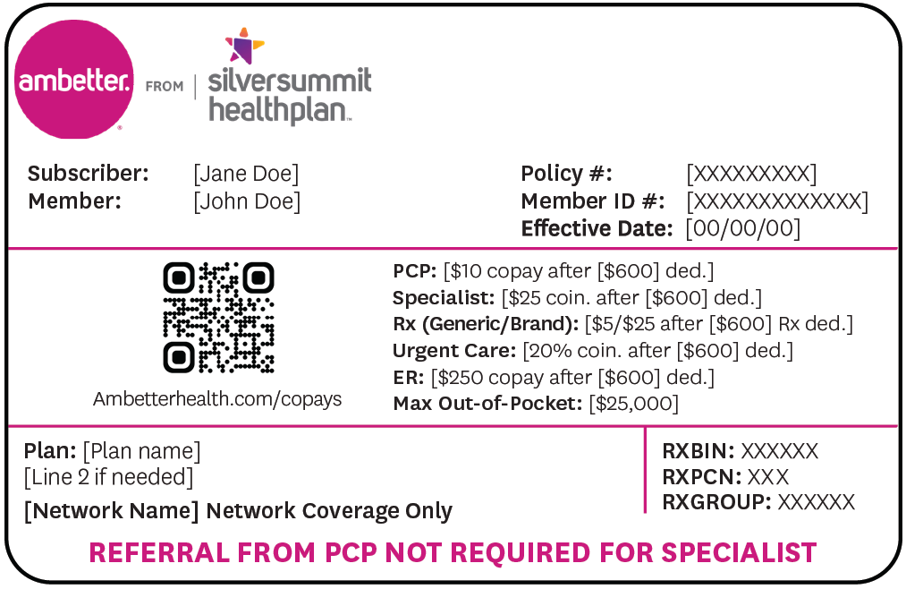 Health Plan ID Card - Member - Health Plan of Nevada