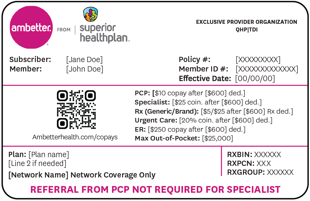 Ambetter from Superior Healthplan member ID